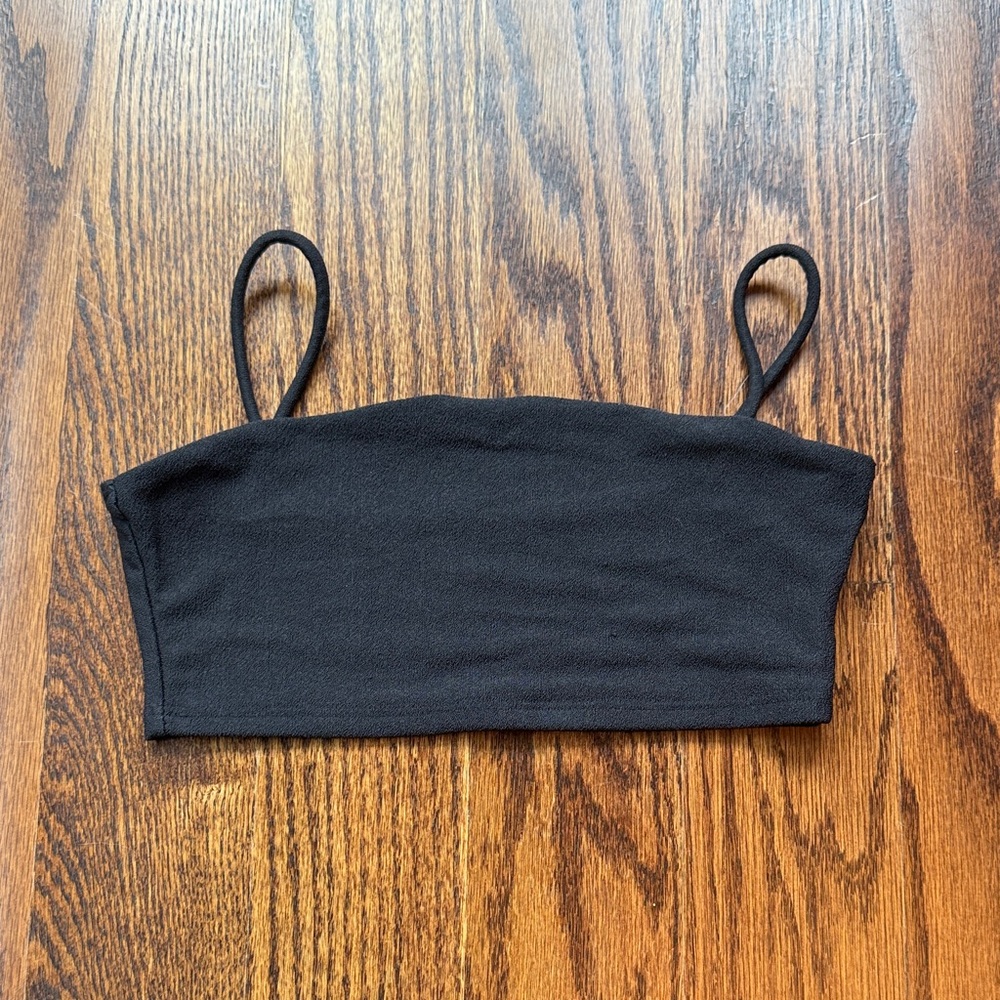 Five Dancewear Black Cropped Tube Tank with Thin Straps